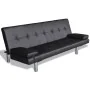 Sofá cama con dos cojines cuero artificial ajustable negro de vidaXL, Sofás - Ref: Foro24-241722, Precio: 333,61 €, Descuento: %