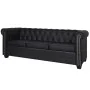Sofá Chesterfield de 3 plazas cuero sintético negro de vidaXL, Sofás - Ref: Foro24-242370, Precio: 433,77 €, Descuento: %