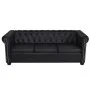 Sofá Chesterfield de 3 plazas cuero sintético negro de vidaXL, Sofás - Ref: Foro24-242370, Precio: 433,77 €, Descuento: %