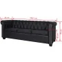 Sofá Chesterfield de 3 plazas cuero sintético negro de vidaXL, Sofás - Ref: Foro24-242370, Precio: 433,77 €, Descuento: %