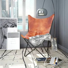 Silla Butterfly de cuero auténtico marrón de vidaXL, Sillones - Ref: Foro24-243728, Precio: 93,81 €, Descuento: %