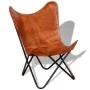 Silla Butterfly de cuero auténtico marrón de vidaXL, Sillones - Ref: Foro24-243728, Precio: 93,81 €, Descuento: %