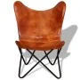 Silla Butterfly de cuero auténtico marrón de vidaXL, Sillones - Ref: Foro24-243728, Precio: 93,81 €, Descuento: %