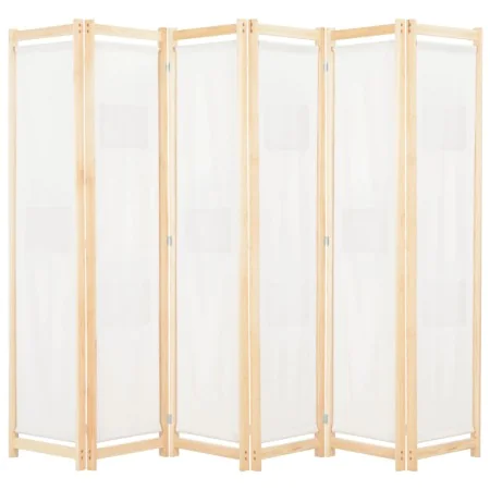 Biombo divisor de 6 paneles de tela color crema 240x170x4 cm de vidaXL, Divisores de ambientes - Ref: Foro24-248174, Precio: ...