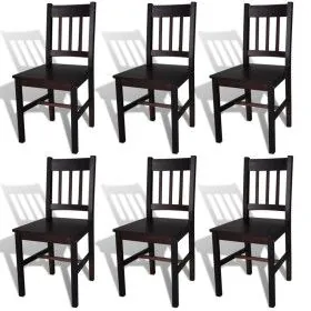 Sillas de comedor 6 unidades madera de pino marrón oscuro de vidaXL, Sillas de comedor - Ref: Foro24-271499, Precio: 274,00 €...