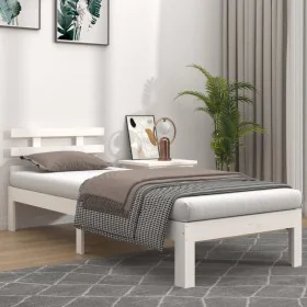 Estructura de cama madera maciza blanca 100x200 cm de vidaXL, Camas y somieres - Ref: Foro24-814745, Precio: 92,03 €, Descuen...