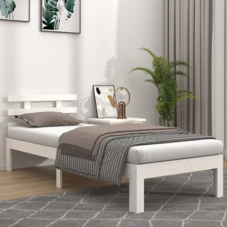 Estructura de cama madera maciza blanca 100x200 cm de vidaXL, Camas y somieres - Ref: Foro24-814745, Precio: 92,03 €, Descuen...