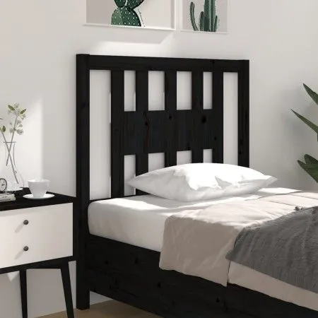 Cabecero madera maciza de pino negro 81x4x100 cm de vidaXL, Cabeceros y pies de cama - Ref: Foro24-818649, Precio: 23,23 €, D...