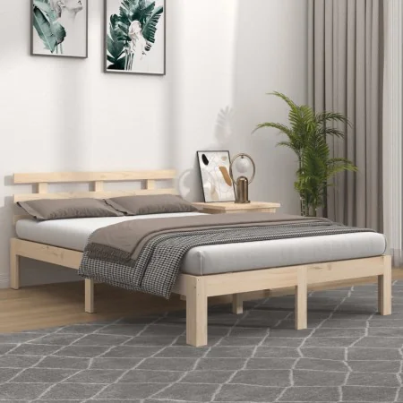 Estructura de cama madera maciza 120x200 cm de vidaXL, Camas y somieres - Ref: Foro24-814749, Precio: 111,49 €, Descuento: %