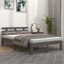 Estructura de cama madera maciza gris King Size 150x200 cm de vidaXL, Camas y somieres - Ref: Foro24-814761, Precio: 153,69 €...