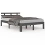 Estructura de cama madera maciza gris King Size 150x200 cm de vidaXL, Camas y somieres - Ref: Foro24-814761, Precio: 153,69 €...