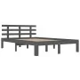 Estructura de cama madera maciza gris King Size 150x200 cm de vidaXL, Camas y somieres - Ref: Foro24-814761, Precio: 153,69 €...