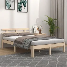 Estructura de cama de madera maciza 160x200 cm de vidaXL, Camas y somieres - Ref: Foro24-814764, Precio: 123,14 €, Descuento: %