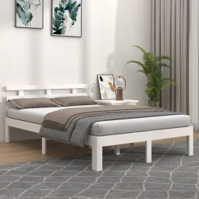 White solid wood bed frame 160x200 cm by vidaXL, Beds and slatted bases - Ref: Foro24-814765, Price: 126,83 €, Discount: %