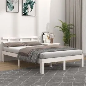 Estructura de cama madera maciza blanco Supe King 180x200 cm de vidaXL, Camas y somieres - Ref: Foro24-814770, Precio: 153,79...