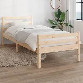 Estructura de cama de madera maciza 90x200 cm de vidaXL, Camas y somieres - Ref: Foro24-814804, Precio: 96,69 €, Descuento: %