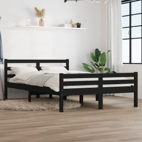 Estructura de cama madera maciza negra King Size 150x200 cm de vidaXL, Camas y somieres - Ref: Foro24-814828, Precio: 123,44 ...