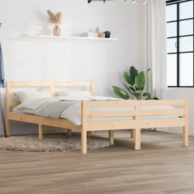 Estructura de cama de madera maciza 160x200 cm de vidaXL, Camas y somieres - Ref: Foro24-814829, Precio: 117,19 €, Descuento: %