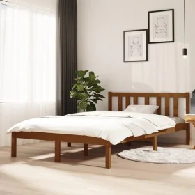 Honigbrauner Massivholzbettrahmen 120x200 cm von vidaXL, Betten und Lattenroste - Ref: Foro24-814882, Preis: 138,59 €, Rabatt: %