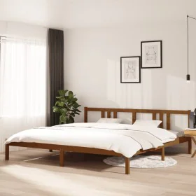 Estructura de cama madera maciza marrón miel 200x200 cm de vidaXL, Camas y somieres - Ref: Foro24-814907, Precio: 159,10 €, D...