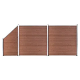 Fence set 2 square + 1 oblique WPC brown 446x186 cm by vidaXL, fence panels - Ref: Foro24-3053216, Price: 931,39 €, Discount: %