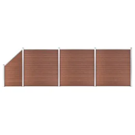 Zaunset 3 quadratisch + 1 schräg WPC braun 619x186 cm von vidaXL, Zaunpaneele - Ref: Foro24-3053217, Preis: 1,00 €, Rabatt: %