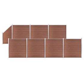 Zaunset 7 quadratisch + 1 schräg WPC braun 1311x186 cm von vidaXL, Zaunpaneele - Ref: Foro24-3053221, Preis: 2,00 €, Rabatt: %