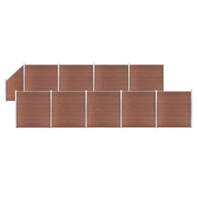 Zaunset 9 quadratisch + 1 schräg WPC braun 1657x186 cm von vidaXL, Zaunpaneele - Ref: Foro24-3053223, Preis: 3,00 €, Rabatt: %