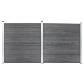 Valla de jardín de WPC gris 353x186 cm de vidaXL, Paneles de vallas - Ref: Foro24-3053225, Precio: 800,58 €, Descuento: %