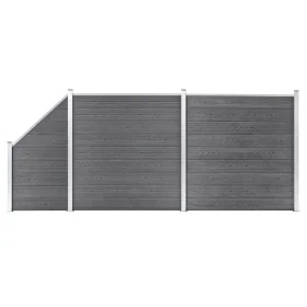 Fence set 2 square + 1 oblique WPC gray 446x186 cm by vidaXL, fence panels - Ref: Foro24-3053234, Price: 929,04 €, Discount: %
