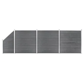 Set de valla 3 cuadradas + 1 oblicua WPC gris 619x186 cm de vidaXL, Paneles de vallas - Ref: Foro24-3053235, Precio: 1,00 €, ...