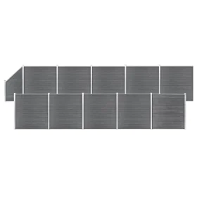 Fence set 10 square + 1 oblique WPC gray 1830x186 cm by vidaXL, fence panels - Ref: Foro24-3053242, Price: 3,00 €, Discount: %