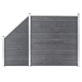 Set de valla 1 cuadrada + 1 oblicua WPC gris 273x186 cm de vidaXL, Paneles de vallas - Ref: Foro24-3054431, Precio: 621,25 €,...