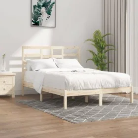 Solid wood double bed frame 135x190 cm by vidaXL, Beds and slatted bases - Ref: Foro24-3105770, Price: 122,25 €, Discount: %