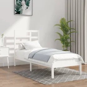 Estructura de cama madera maciza de pino blanca 90x200 cm de vidaXL, Camas y somieres - Ref: Foro24-3105781, Precio: 91,63 €,...