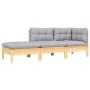 Juego muebles jardín 3 pzas cojines grises madera pino maciza de vidaXL, Sofás modulares de exterior - Ref: Foro24-806663, Pr...