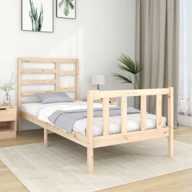 Solid wood bed frame 90x190 cm by vidaXL, Beds and slatted bases - Ref: Foro24-3105890, Price: 94,59 €, Discount: %