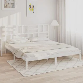 Estructura de cama madera maciza blanco 200x200 cm de vidaXL, Camas y somieres - Ref: Foro24-3105971, Precio: 137,14 €, Descu...