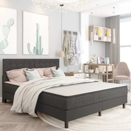 Cama box spring tela gris oscuro 180x200 cm de vidaXL, Camas y somieres - Ref: Foro24-3054714, Precio: 654,43 €, Descuento: %