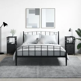 Mesitas de noche 2 uds madera de ingeniería negro 34x35,5x70 cm de vidaXL, Mesitas de noche - Ref: Foro24-825944, Precio: 102...