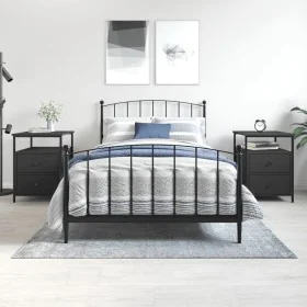 Mesitas de noche 2 uds madera de ingeniería negro 44x45x60 cm de vidaXL, Mesitas de noche - Ref: Foro24-826004, Precio: 112,4...