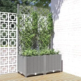 Jardinera con enrejado PP gris claro 80x40x136 cm de vidaXL, Maceteros y jardineras - Ref: Foro24-153272, Precio: 109,51 €, D...