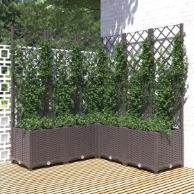 Jardinera con enrejado PP marrón 120x120x136 cm de vidaXL, Maceteros y jardineras - Ref: Foro24-318267, Precio: 193,22 €, Des...