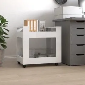 Carrito de escritorio contrachapada blanco brillo 60x45x60 cm de vidaXL, Carros e islas - Ref: Foro24-816602, Precio: 39,91 €...
