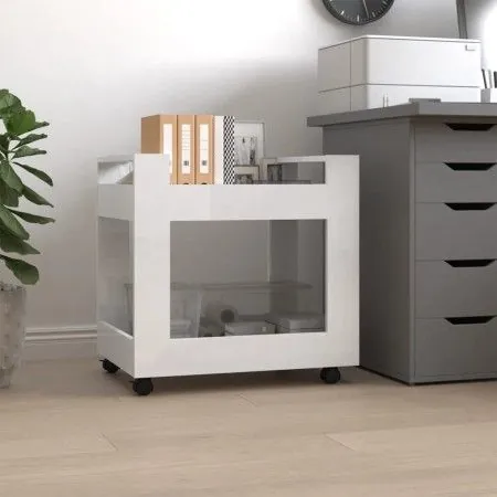 Glossy white plywood desktop cart 60x45x60 cm by vidaXL, Cars and islands - Ref: Foro24-816602, Price: 39,91 €, Discount: %