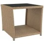 Mesita de ratán sintético beige y superficie de vidrio templado de vidaXL, Mesas de jardín - Ref: Foro24-319561, Precio: 51,7...