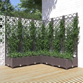 Jardinera con enrejado PP marrón 120x120x121,5 cm de vidaXL, Maceteros y jardineras - Ref: Foro24-318266, Precio: 163,94 €, D...