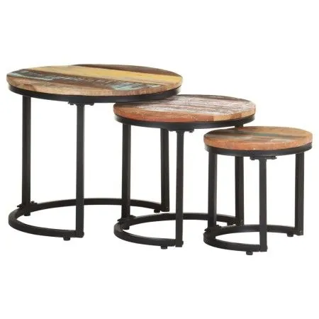 Beistelltische 3 Stück aus massivem Recyclingholz von vidaXL, Seitentische - Ref: Foro24-320688, Preis: 96,63 €, Rabatt: %