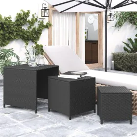 Mesas apilables 3 piezas ratán sintético negro de vidaXL, Mesas auxiliares - Ref: Foro24-319412, Precio: 78,06 €, Descuento: %
