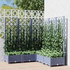Jardinera con enrejado PP azul gris 120x120x121,5 cm de vidaXL, Maceteros y jardineras - Ref: Foro24-318256, Precio: 120,70 €...